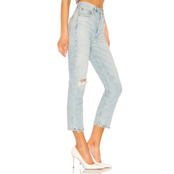 AGOLDE ‘Riley’ High Rise Straight Jeans – Light Wash, Size 27 - Picture 2 of 10